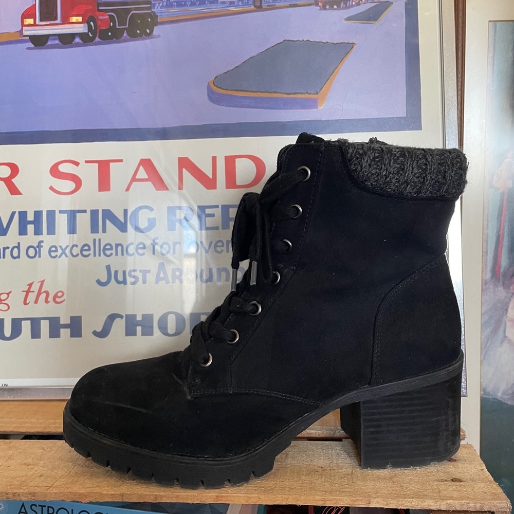 Combat Bootie with Sweater Cuff